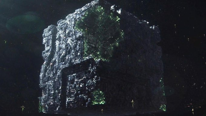 The reclaimed Artifact Borg Cube from Star Trek: Picard