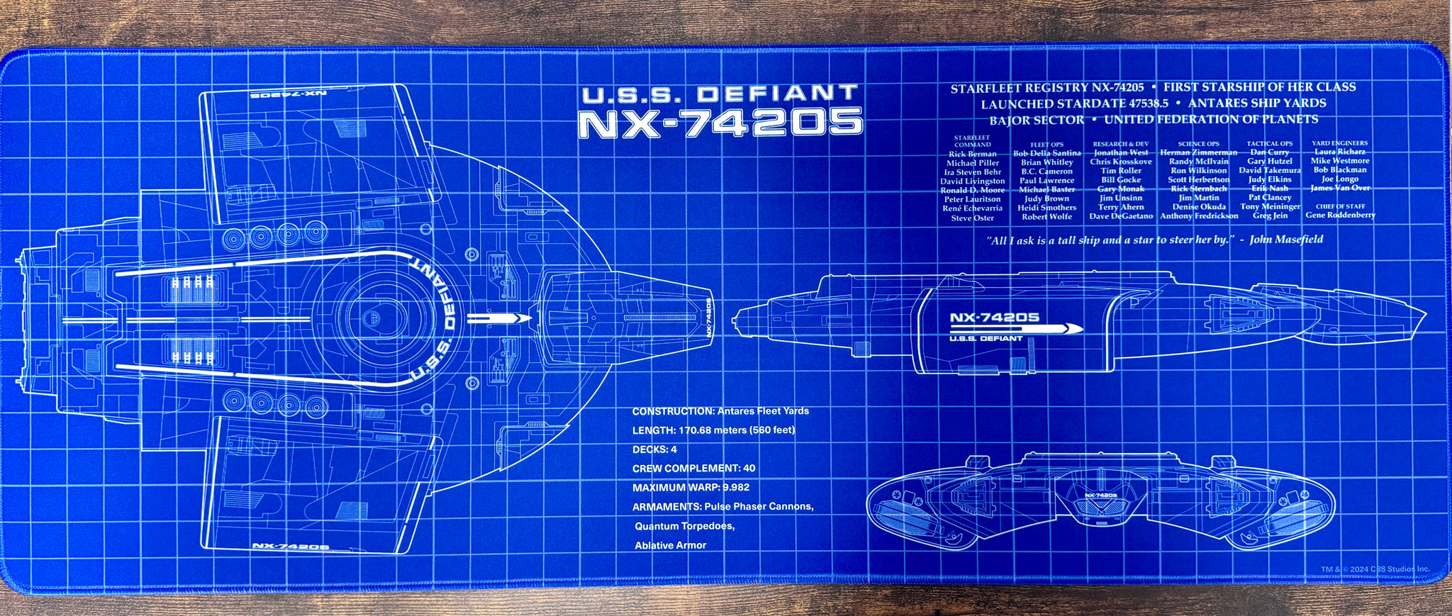 テラページ Star Trek DS9 Defiant Blueprint Large Gaming Mouse Pad